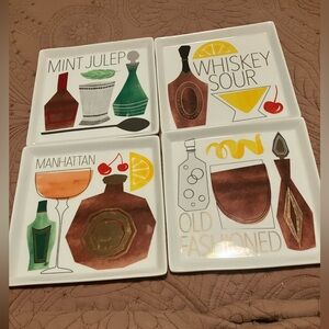 NWOT Set of Crate and Barrel Ceramic Square Cocktail Appetizer Plates